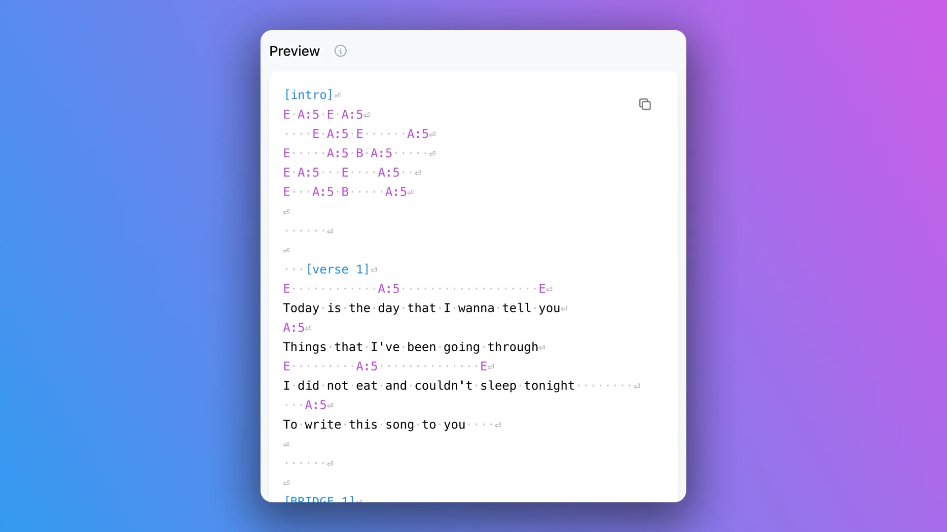 chord sheet style settings