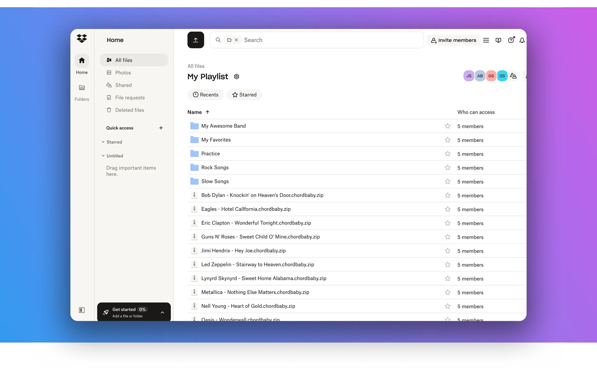 Chordbaby Dropbox Playlist